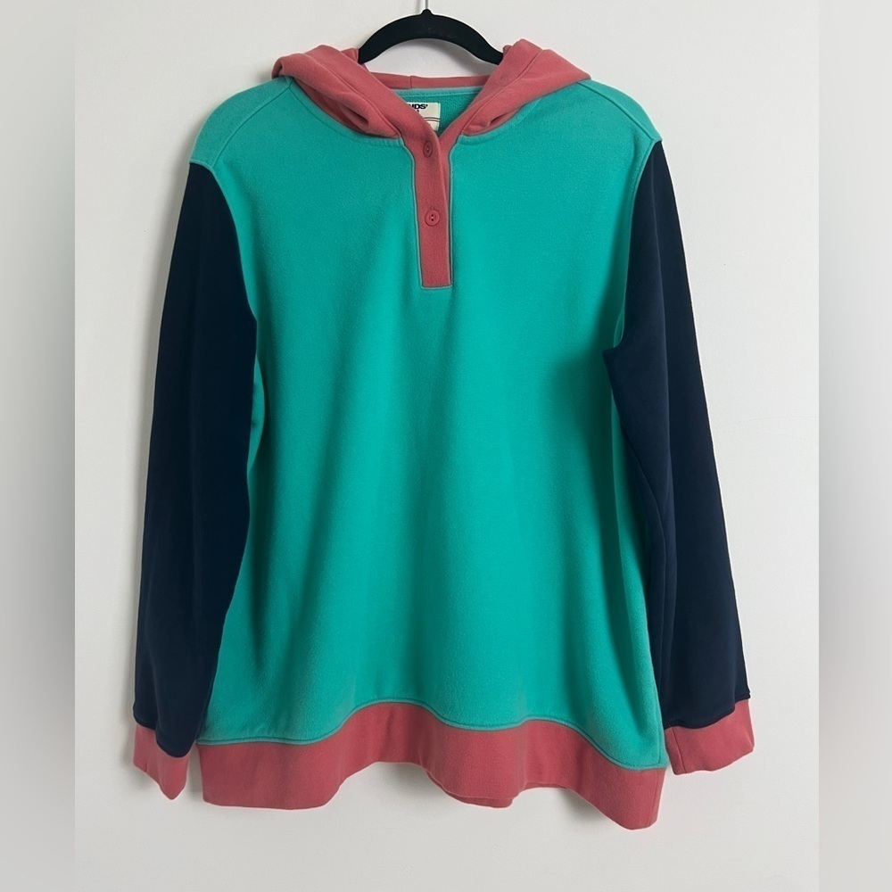 Vintage Lands' End 90s Y2K Colorblock Serious Sweats Color Block Hoodie Size XLP